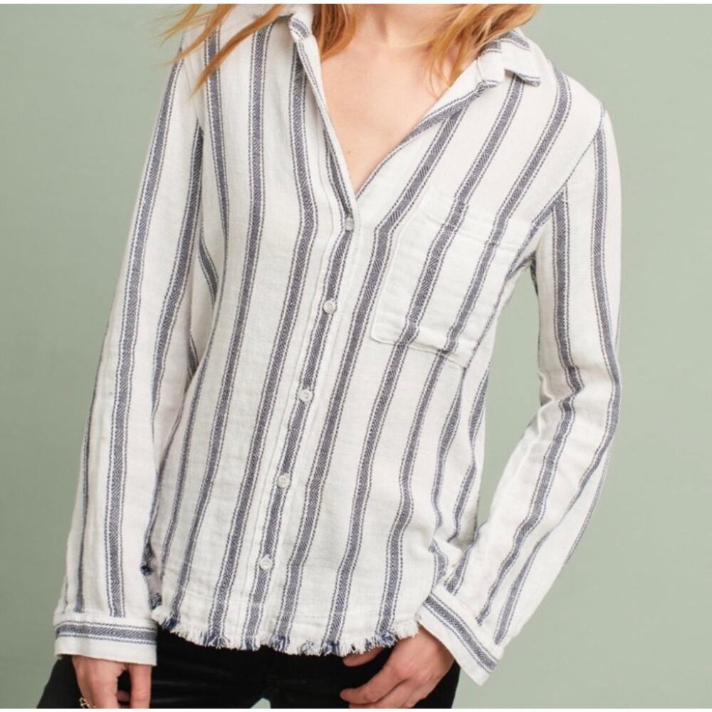 Anthropologie Cloth & Stone Textured Button Down Shirt Blouse Womens Size S